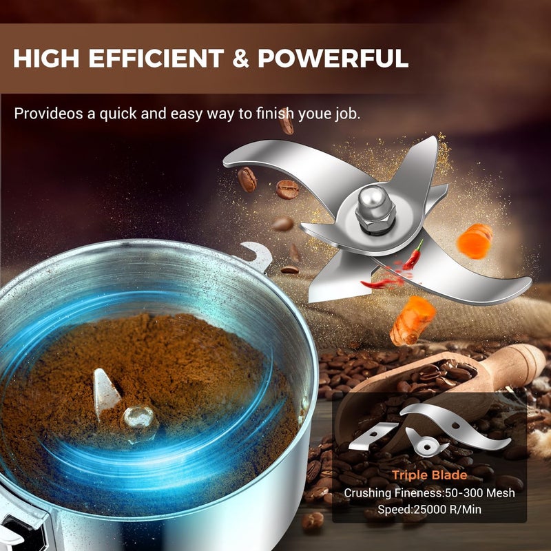 LEEVOT Grain Mill 300g Commercial Spice Grinder Electric 1200W Stainless Steel Pulverizer Dry Grinders for Grinding Wheat, Oats, Corn, Pepper, and Coffee Beans – Grinder for Kitchen. - Image 2